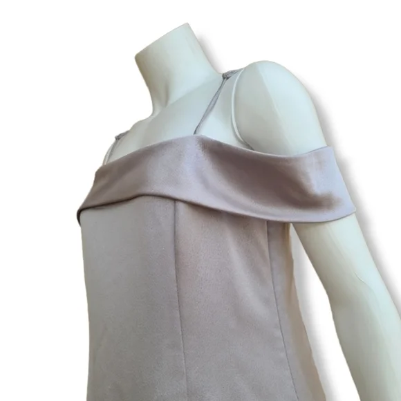 HALSTON HERITAGE Column Floor Length Gown 12 Champagne Draped Formal Prom Bridal - Picture 8 of 16